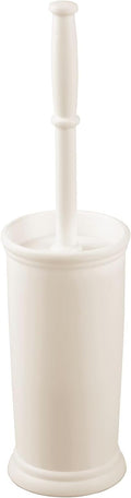 mDesign Toilet Bowl Brush and Holder - Covered Bathroom Brush - Standing Scrubber in Modern Holder - Space Saving, Deep Cleaning for Toilet - Cream/Beige