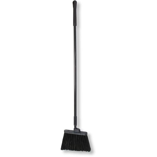 SPARTA 41083EC03 Plastic Color Coded Broom, Unflagged Bristles, Long Broom With Angled Head For Small Debris Cleaning, 56 Inches, Black, (Pack of 12)