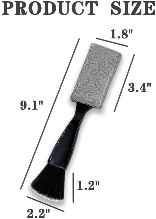 Double-Headed Car Cleaning Brush, Car Detailing Brush, Durable, Easy to Store Without damaging Interior Surfaces; Suitable for Cleaning dashboards (1PCS Black)