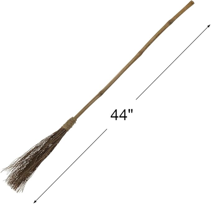 Brown Straw Broom - 44", 1 Count - Extra Long Reach, Durable & Eco-Friendly - Perfect for Home, Garden, Office Tasks & More