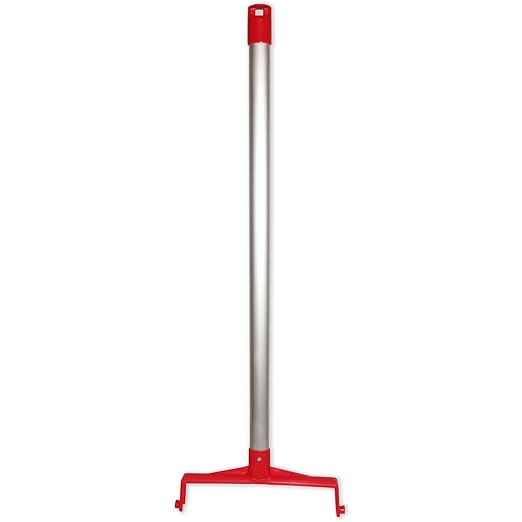 SPARTA Upright Dustpan with Aluminum Handle, Serrated Edge for Broom Combing, Secure Yoke Lock with Easy Storage Hanging Hole for Commercial Cleaning, Plastic, 30 Inches, Red, (Pack of 6)