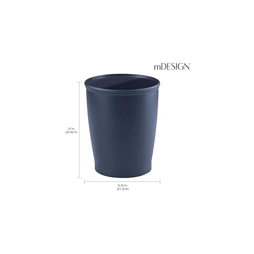 mDesign Small Plastic Bathroom Garbage Can - 1.6 Gallon/6 Liter Trash Can Wastebasket for Bathroom - Garbage Basket/Waste Bin for Bathroom, Rest Room - Hyde Collection - Navy Blue
