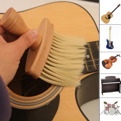 Instrument Dusting Brush, Double Sided Wooden Cleaner Soft for Keyboards Pianos Synthesizers