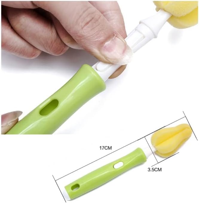 HLLMX 1PCS Baby Bottle Brush The Baby Nipple Brush Cleaning Brush to Replace The Head Sponge Bottle Brush for Washing Green GJ120 GJ120