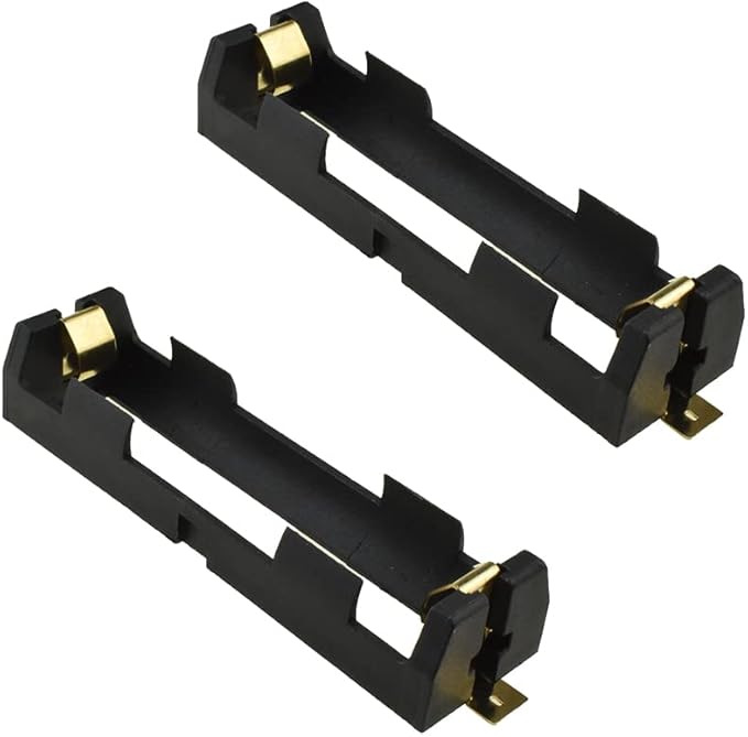 HAHIYO 18650 1 Slot Battery Holder Clip Storage Case Copper Good Contacts 3.7V DIY Charging Power Not Leak Secure Snug Hold Wide Tab Easy Solder Remove for Circuit PCB SMT Parallel Pin 2PCS