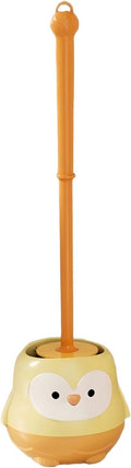 Penguin Toilet Brush and Holder Set - Cute Cartoon Long Handle Bathroom Cleaning Brush for Effective Home Use(Yellow)