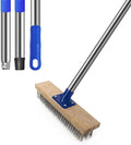 MEIBEI Deck Brush, Stainless Steel Wire with Long Handle 57", Perfect for Algae, Tough Stains on Concrete, Walkways, Patio and Swimming Pool
