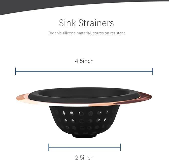 Mi hogar Silicone Sink Drain Strainer 2 Pack, 4.5” Wide Rim Stainless Steel Mesh Stopper & Food Catcher, Flexible Sink Strainer Basket for Kitchen Bathroom Laundry Utility Sinks, Easy to Clean
