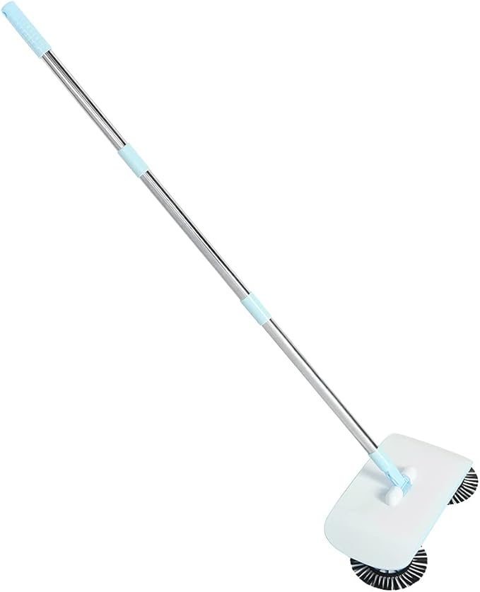 Acouto Household Hand Push Sweeper Broom Pan Floor Tools e Hand Swee for Home, Efficient Floor Sweeper for and Debris (Blue)