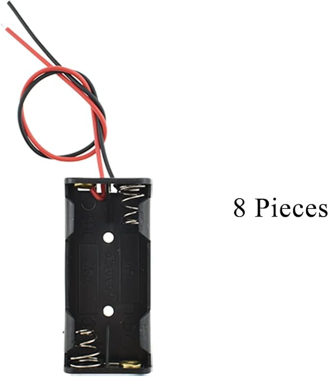 HAHIYO 3V AAA Battery Holder Bundle Series with Wire Sturdy Clapm Flexible Springs Contact Build-in Harnesses Batteries Black Case Easy Install 8 Pieces for Wall Clocks Ham Radio Kids Toys