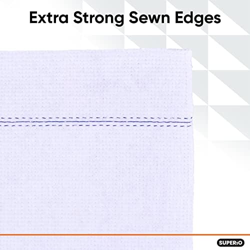 Superio Squeegee Mopping Towel Floor Cloth White Cloth for Cuban Style Mop, Israeli Sponga, Kitchen, Bathroom Cleaning, Tile, Stone, Wood, Floor Washing, Drying Towel -18"x24", 9 Pack