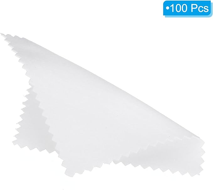 PATIKIL 3.15x3.15" Jewelry Cleaning Cloth, 100Pcs Individually Wrapped Double-Sided Microfiber Polishing Cloth for Silver Gold Brass Platinum Jewelry, White