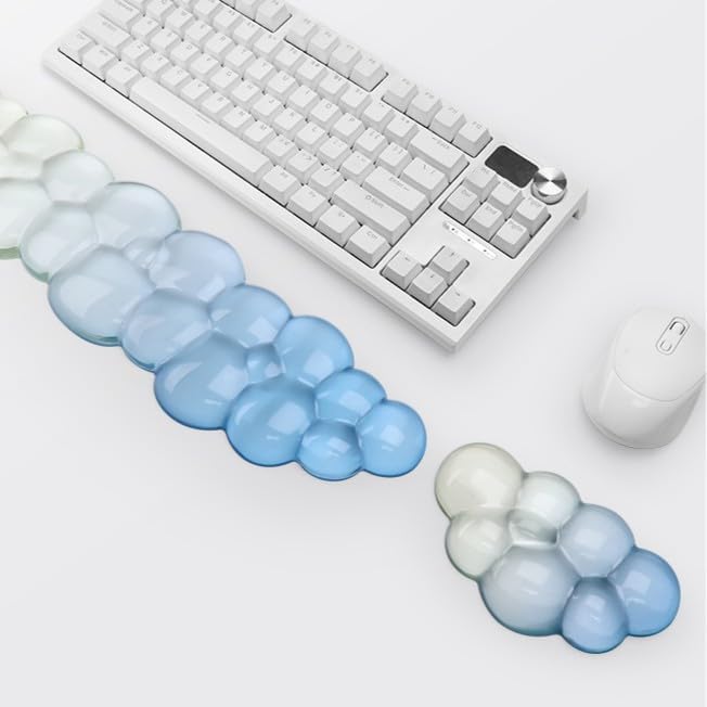 YOWKA Ergonomic Wrist Rest Set for Keyboard and Mouse, Cooling Gel Support (Grey)