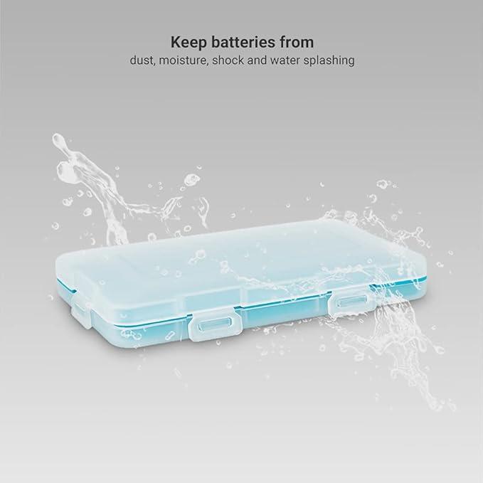 JJC Silicone Interior Battery Case Holder Organizer, PP Battery Storage Box for 9pcs CR123 / CR123A / CR17345 / 16340 Batteries, Water-Resistant with 4 Snap Latch for Secure Protection