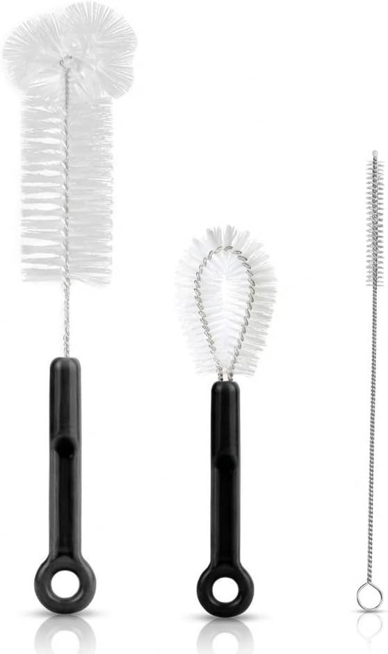 3-Pack Bottle Cleaning Brush Set - Water Bottle Brush, Straw Cleaner & Lid Brush for Baby Bottles, Travel Mugs, Wine Decanter, Narrow Spaces, Cup, Pipes & More