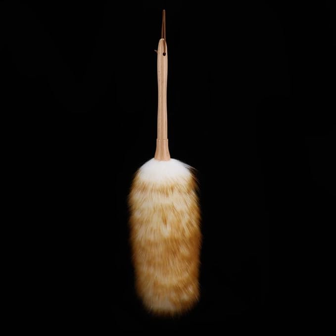 Generic Lambswool Duster, Long Handle Duster Lambs Wool with Wooden Handle Soft Lambs Wool for Ceilings, Curtains, Computer Screens, Keyboards