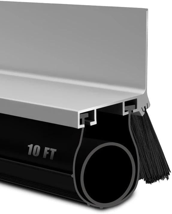 10FT Garage Door Seal Kit and Track Retainer Kit for Steel Sliding Flat Wood Entry Doors, with U O Bottom Rubber Brush