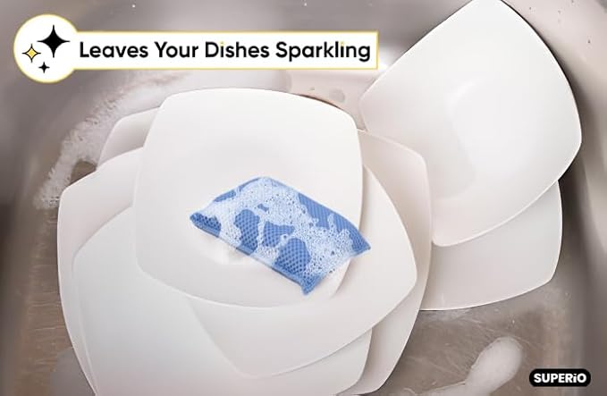Microfiber Non-Scratch Dish & Kitchen Scrubber Heavy-Duty Household Cleaning Sponges, Multi-Purpose Cleaning Supplies for Dishes and Kitchens Pack of 3