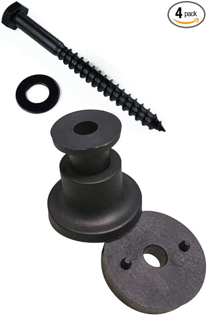 Homacer Sliding Barn Door Hardware Black Rustic Adjustable Spacer, Washer and Lag Bolt Set-Set of 4