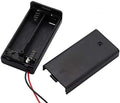 6 Pieces 2 Slots x 1.5V AA Battery Case Holder Battery Spring Clip Storage Box Wire Leads with On/Off Switch