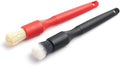 Detail Factory - Boar Hair Detailing Brush Short-Handle + Long-Handle Combo Kit - Comfortable Grip and Heavy-Duty Scrubbing for Interior, Exterior, Engine Bay, Wheels, Exhaust Tips, Red + Black
