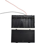 HAHIYO 12V 8AA Battery Holder Bundle with Wire Sturdy Cover Flexible Springs Contact Build-in Switch Batteries Black Case Easy Install 2 Pieces for Wall Clocks Ham Radio Kids Toys