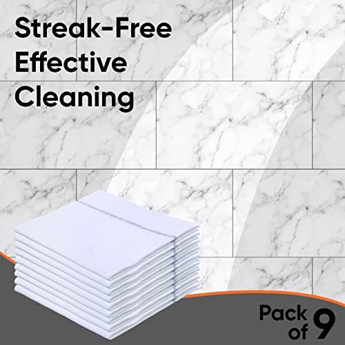 Superio Squeegee Mopping Towel Floor Cloth White Cloth for Cuban Style Mop, Israeli Sponga, Kitchen, Bathroom Cleaning, Tile, Stone, Wood, Floor Washing, Drying Towel -18"x24", 9 Pack