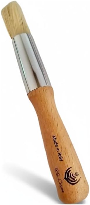 Coffee Machine Cleaning Brush for Portafilter and Grinder with Nylon Bristles, Wood Handle, Brown, Made in Italy