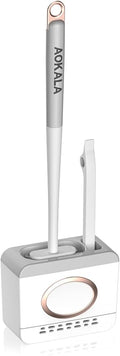 Toilet Bowl Cleaning Set - Silicone Brush with Holder, Deep Cleaning Scrubber - Light Gray