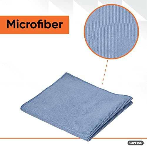 Superio Microfiber Cleaning Cloth for Cars, Kitchen Cleaning Rags for Housekeeping, 16" Micro Fiber Towels for House, Bathroom Absorbent All-Purpose Streak-Free lint-Free Wash Cloths (3 Blue)