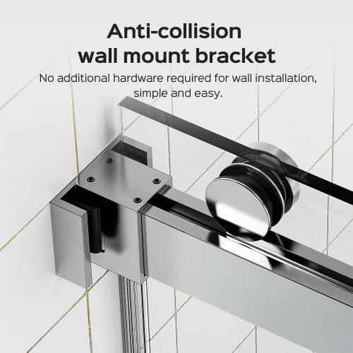 Shower Door 56–60 in W x 76 in H, 3/8" Tempered Glass Double Sliding Shower Door, Frameless Chrome, Exquisite Rolling Track Design, Reversible Installation for Modern Bathroom