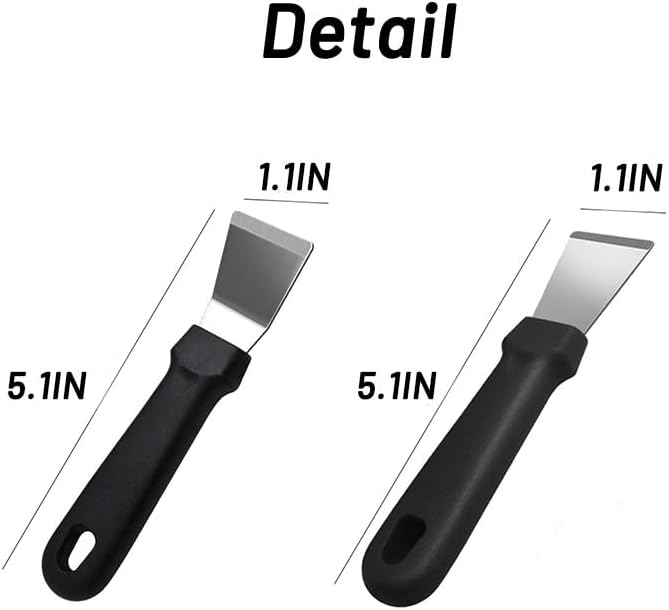 4 Pack Grill Scraper - Small Metal Grill Scraper Tool for Outdoor BBQ Stiff Grill Pan Cleaning Scraper Spatula - No need to change Flexible Blades