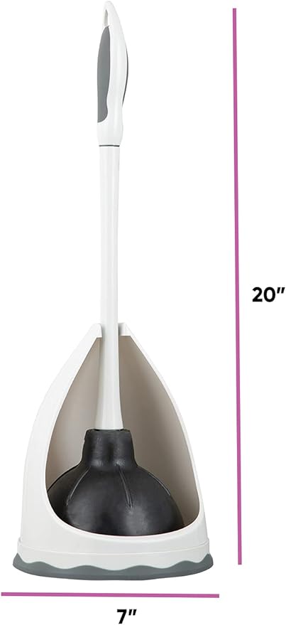 Superio Toilet & Sink Plunger and Holder Grey, 2-Pack