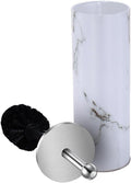 Zahari Home Marble Toilet Bowl Brush and Holder, White, Metal