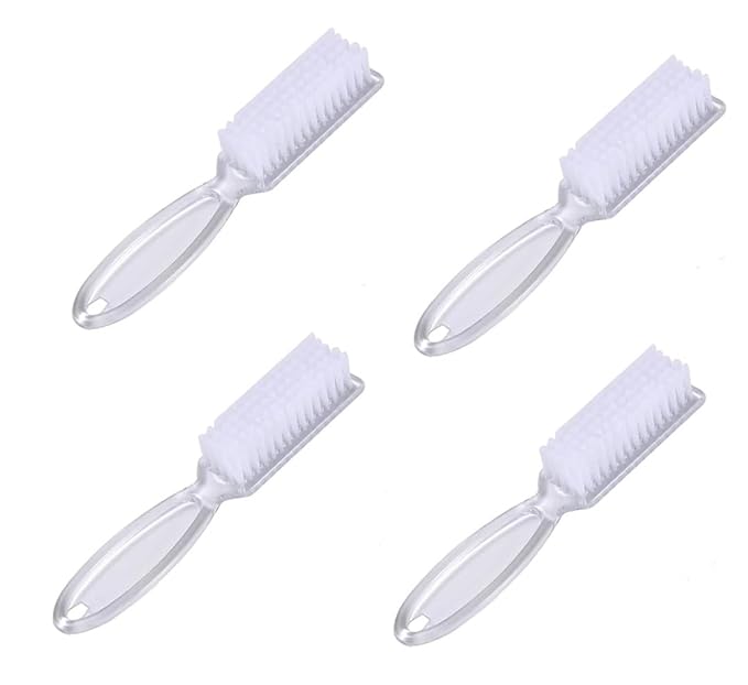 Yebeauty Nail Brush Fingernail Cleaner, 4 Pack Hand Scrub Cleaning Brush Plastic Hand Finger Toes Scrubbing Brush, Pedicure Nail Scrubber,Clear