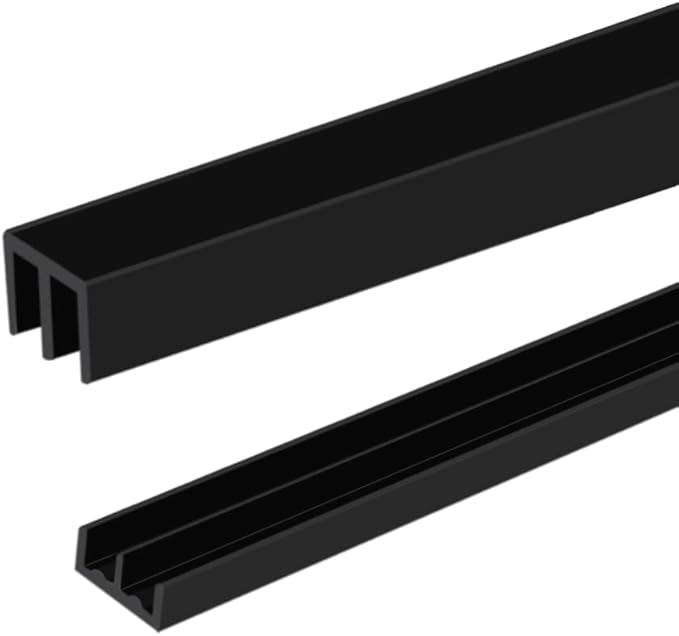 Sliding Door Track, Fit 1/4" Thick Panels, U Channel Rubber for Sliding Cabinet/Closet Door Track, Black, 4Feet