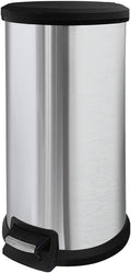 10 Gallon Stainless Steel Trash Can – Round Tall Design, Hands-Free Pedal, Liner-Free with Inner Ring Bag Holder, Rust-Proof for Kitchen, Office, or Bathroom (12.8" x 13.6" x 24")