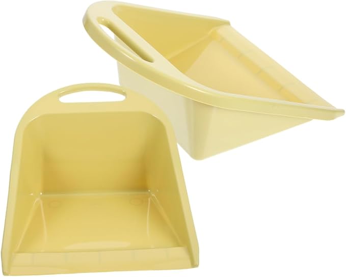 2pcs Handheld Dustpan Set, Portable Trash Scoop with Handle, Plastic Dust Pan for Home and Desk Cleaning, Multi-use Small Size in Lime Yellow