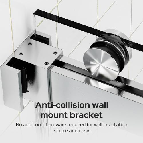 Shower Door 56–60 in W x 76 in H, 3/8" Tempered Glass Double Sliding Shower Door, Frameless Brushed Nickel, Exquisite Rolling Track Design, Reversible Installation for Modern Bathroom