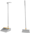 Broom with Dustpan Combo Set 180-degree Rotatable Brooms and Dustpan Set Non-Stick Hair Dustpan Sweeping Brooms Vertical Storage Broom Set Dust Pan and Broom Set for Dog Cat Pets Home Use (Gray)