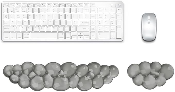 YOWKA Ergonomic Wrist Rest Set for Keyboard and Mouse, Cooling Gel Support (Grey)