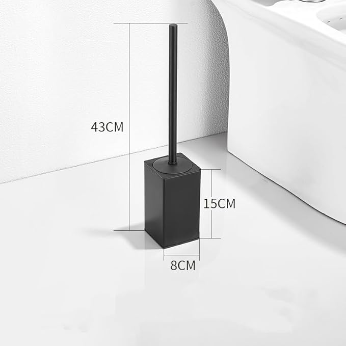 Toilet Bowl Brush Holder Square,Stainless Steel Square Wall Mounted Toilet Brush with Lid,Cleaning Toilet Brush Set for Bathroom,Black