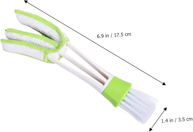 GLEAVI 3pcs Double-Ended Car Air Vent Cleaning Brush Set Green, Air Conditioner Duster for Interior Vents and Dashboard Detailing Tools