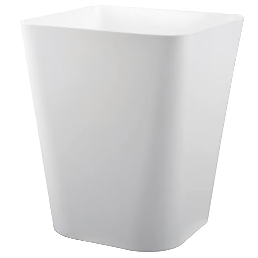 Small Bathroom Trash Can Plastic Garbage Can Square Waste Basket Trash Bins Container Bins for Bathroom, Office, Dorm Room, Home Office, Under Desk, Kitchen, Bedroom, 3 Pack, White