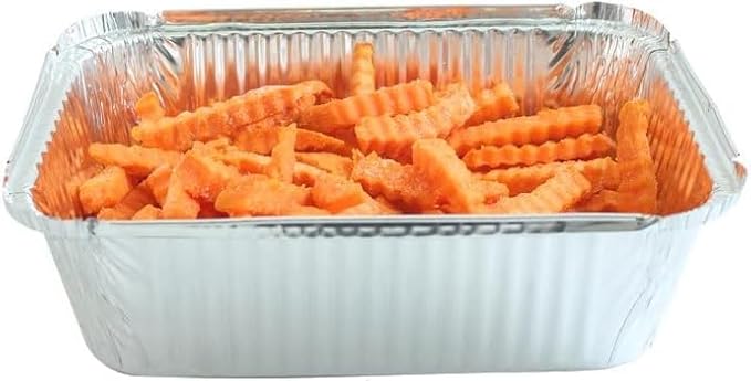 PARTY BARGAINS 5 Lb. Aluminum Foil Pans with Lids - 25 Count Set with Board Lids, 9 x 7 Inches Oblong Pan Food Container for Hot and Cold Use (Max 240°C)