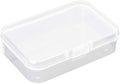 AKOAK Clear Polypropylene Rectangle Mini Storage Containers Box with Hinged Lid for Accessories,Crafts,Learning Supplies,Screws,Drills,Battery,Pack of 4 (3.26" x 2.12" x 0.7")
