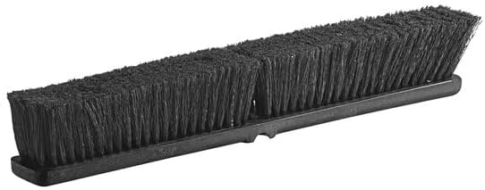 Push Broom Head, 24 Inches Wide, Soft Flagged Bristles, Black