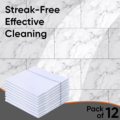 Superio White Squeegee Cloths (12 Pack) for Cuban-Style Mop, Israeli Spunja Cleaning Mop Towels - Kitchen Bathroom Tiles, Stone, Parquet Wood Floor Wash