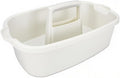 Cleaning Supplies Caddy with Handle, Portable Shower Caddy Organizer Plastic Basket with Handle, Stackable Tool Storage for Bathroom, Garden, Kitchen, Home Organization, White