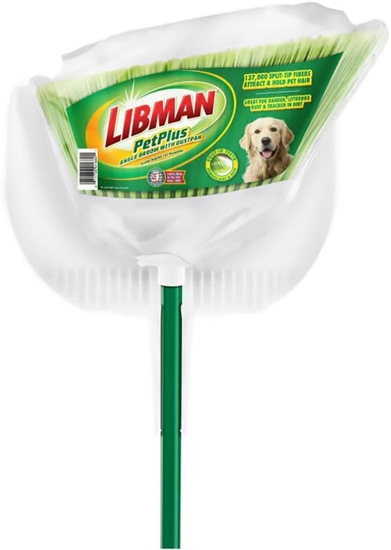 Libman 129807 8.5 in. Pet Plus Angle Broom Green & White - Pack of 4